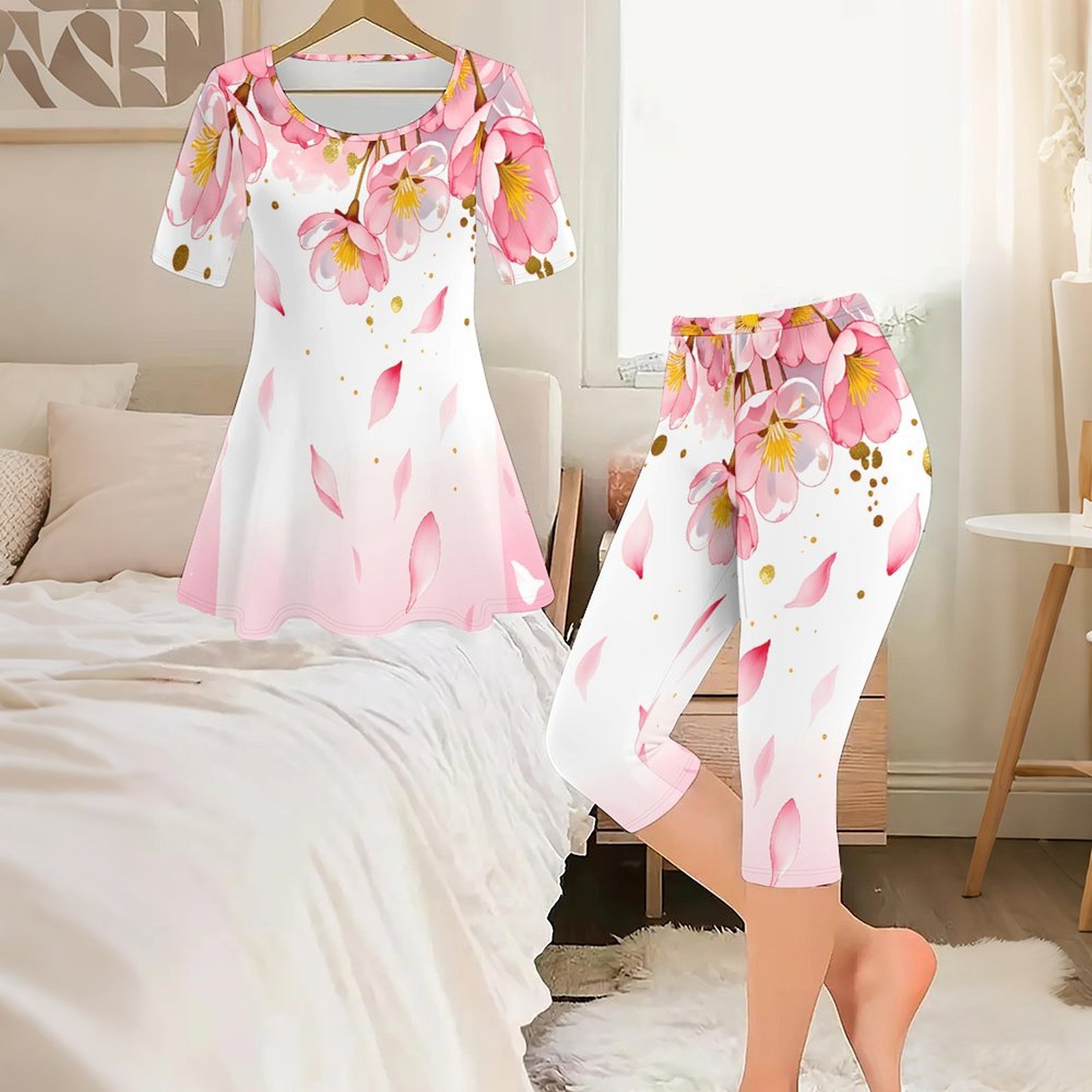 2pcs Vintage Print Two Piece S - Romper Floral Print recension och pris