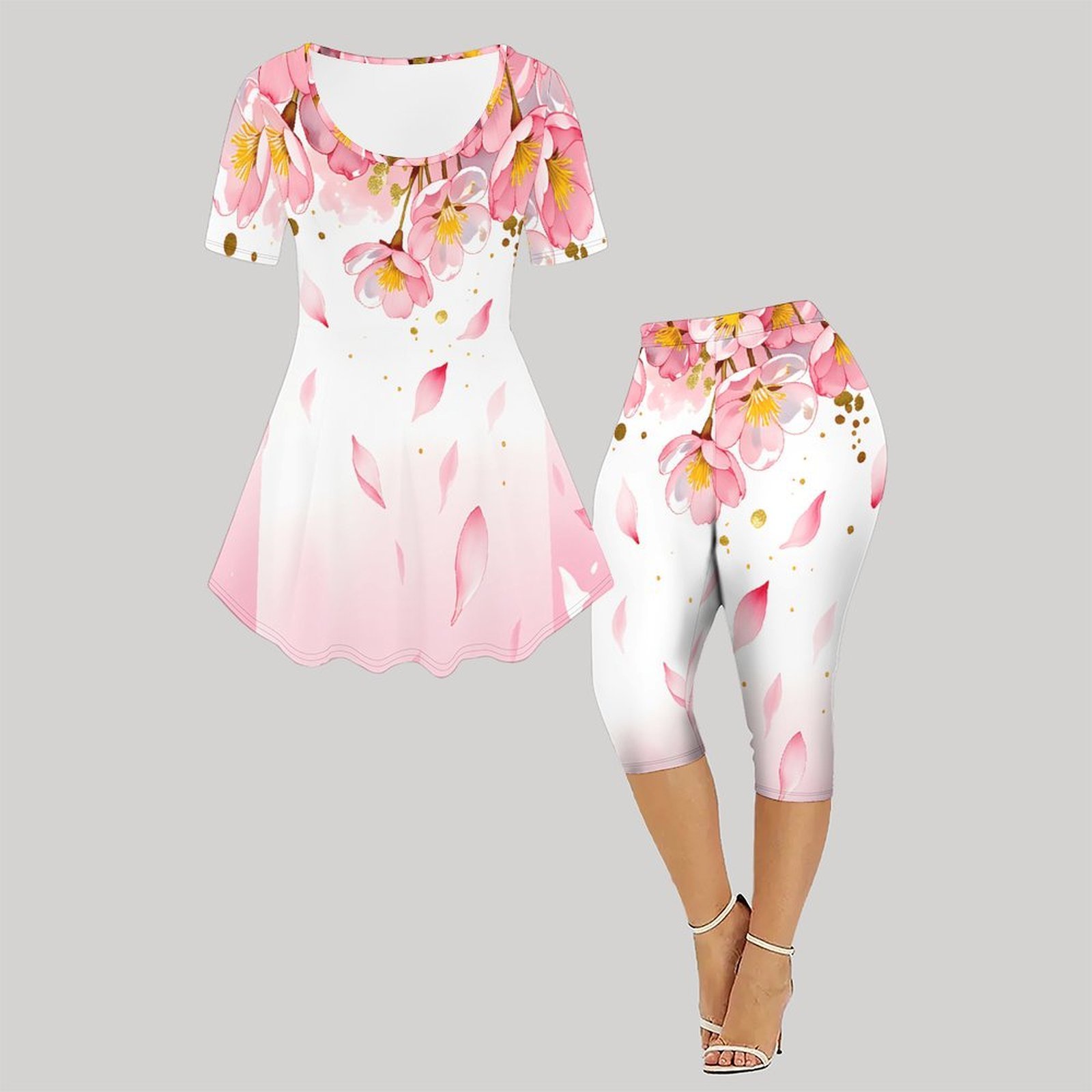 2pcs Vintage Print Two Piece S - Romper Floral Print recension och pris