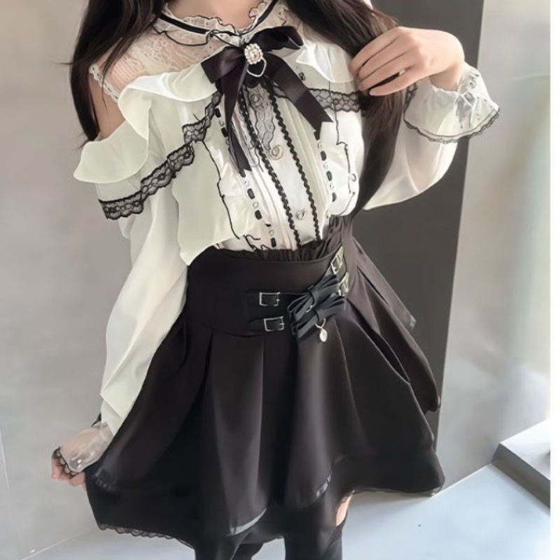 Japanese Gothic Y2k Lolita Sty - Blouse Off Shoulder recension och pris