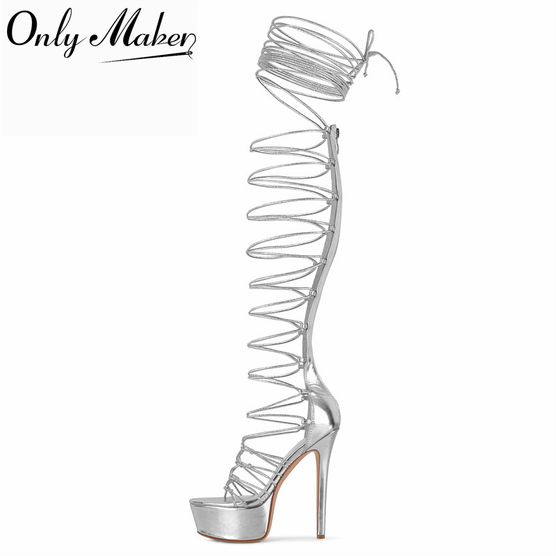 Onlymaker Sliver Peep Toe Lace - Sandal Strappy Heeled recension och pris