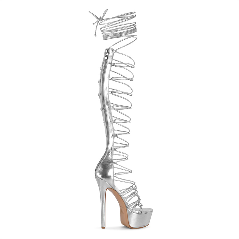 Onlymaker Sliver Peep Toe Lace - Sandal Strappy Heeled recension och pris