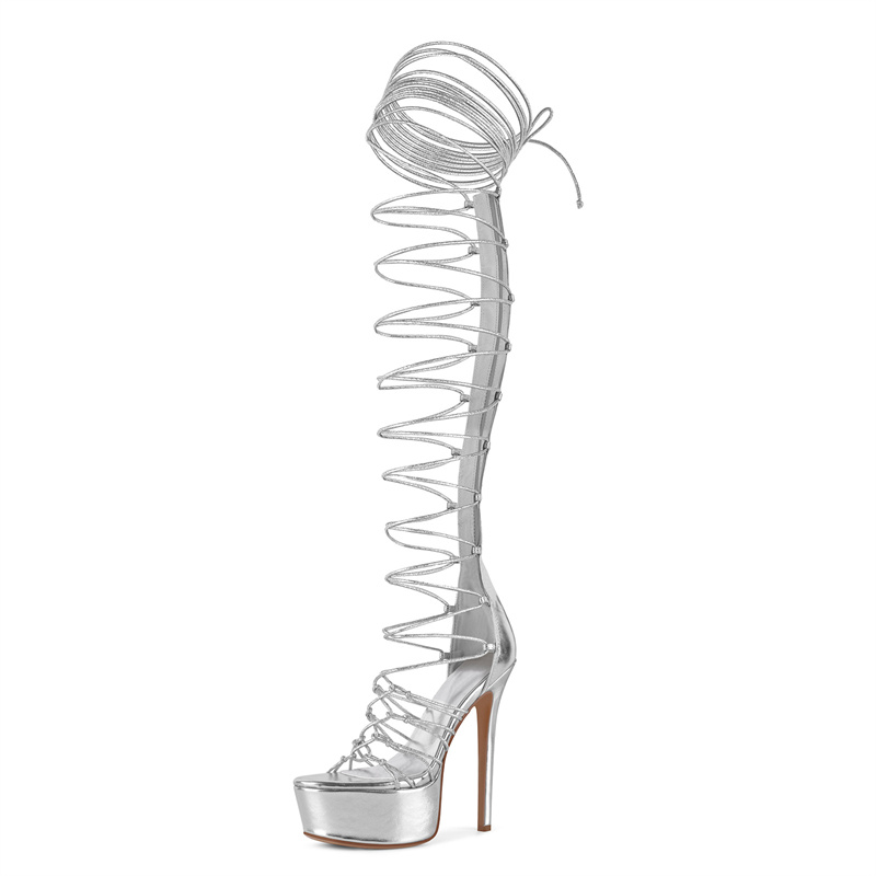 Onlymaker Sliver Peep Toe Lace - Sandal Strappy Heeled recension och pris