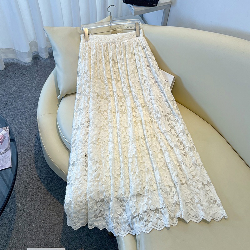 French Cream Beige 3D Floral L - Midi Skirt Floral recension och pris