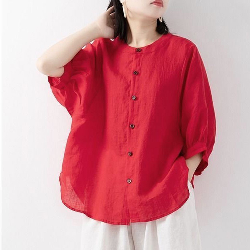 Cotton and linen shirt women's - Blouse Off Shoulder recension och pris