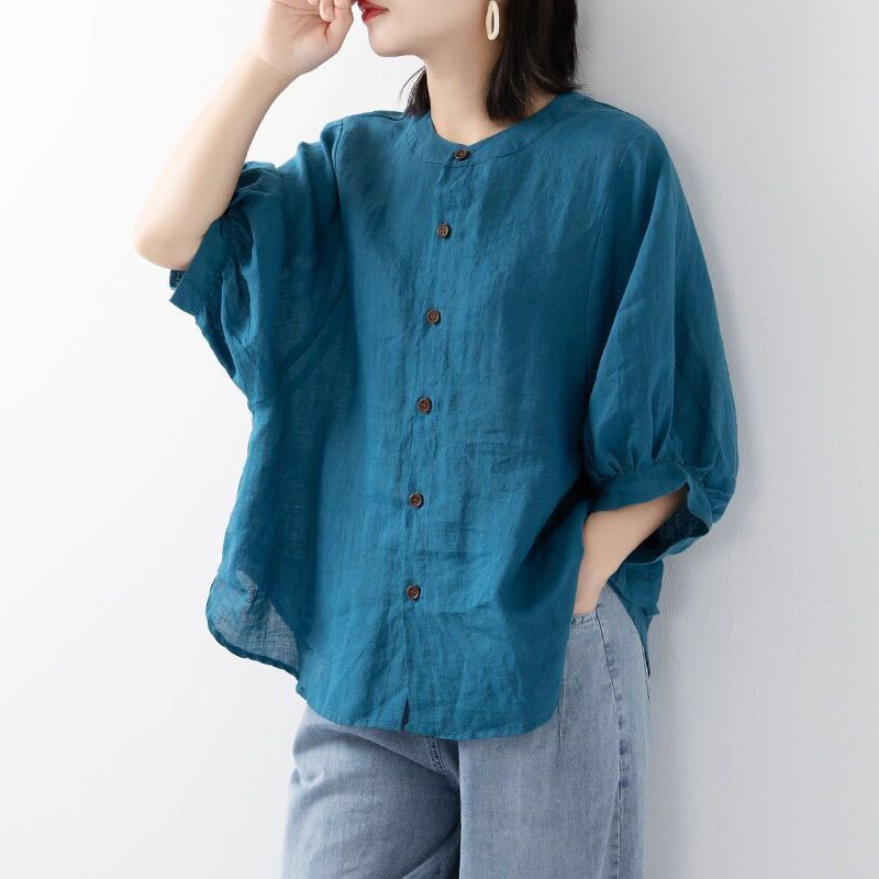 Cotton and linen shirt women's - Blouse Off Shoulder recension och pris
