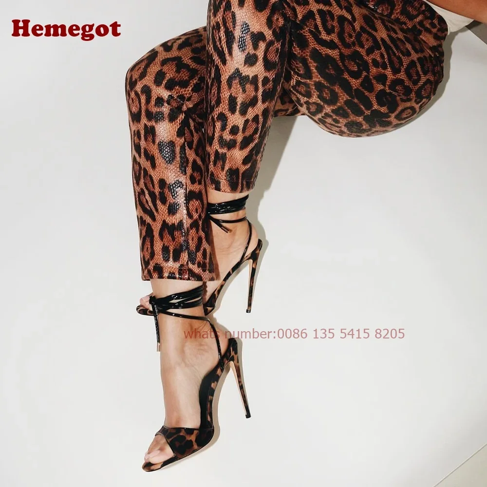 Leopard Lace Up Stiletto Sanda - Sandal Strappy Heeled recension och pris